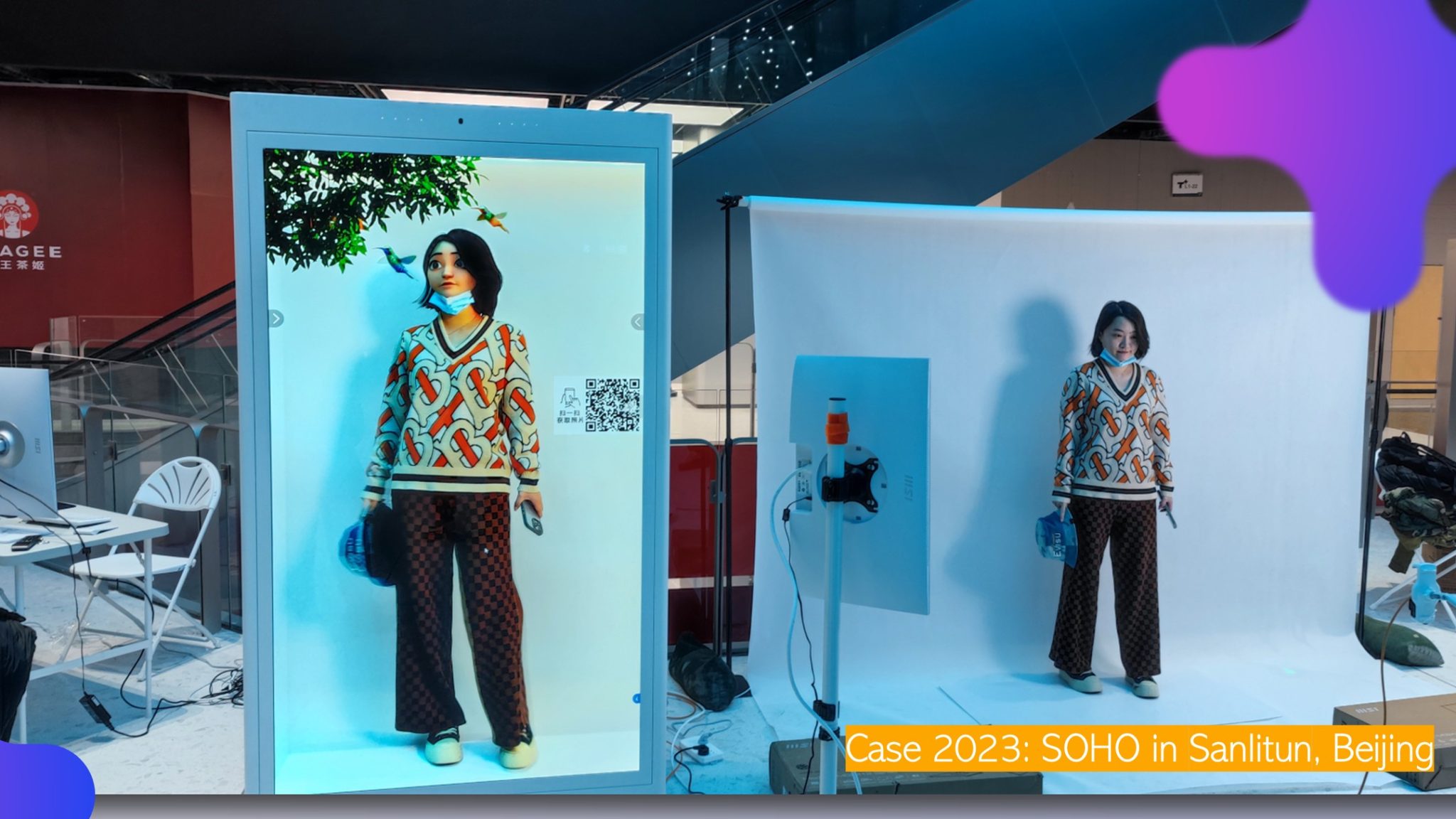 Translook life-size cartoon HoloBox installation at SOHO Sanlitun Beijing